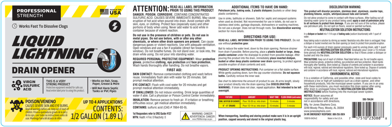 Liquid Lightning Products - Professional Drain Cleaner